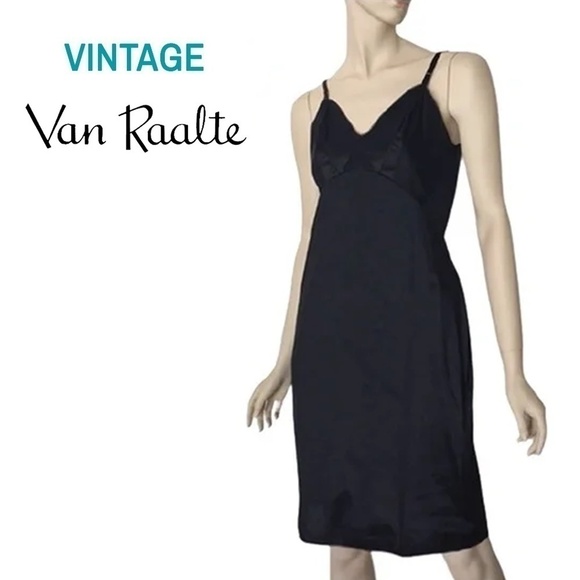 VINTAGE Van Raalte Nylon Taffeta Full Slip Chemise Ruched Cups - Picture 1 of 12